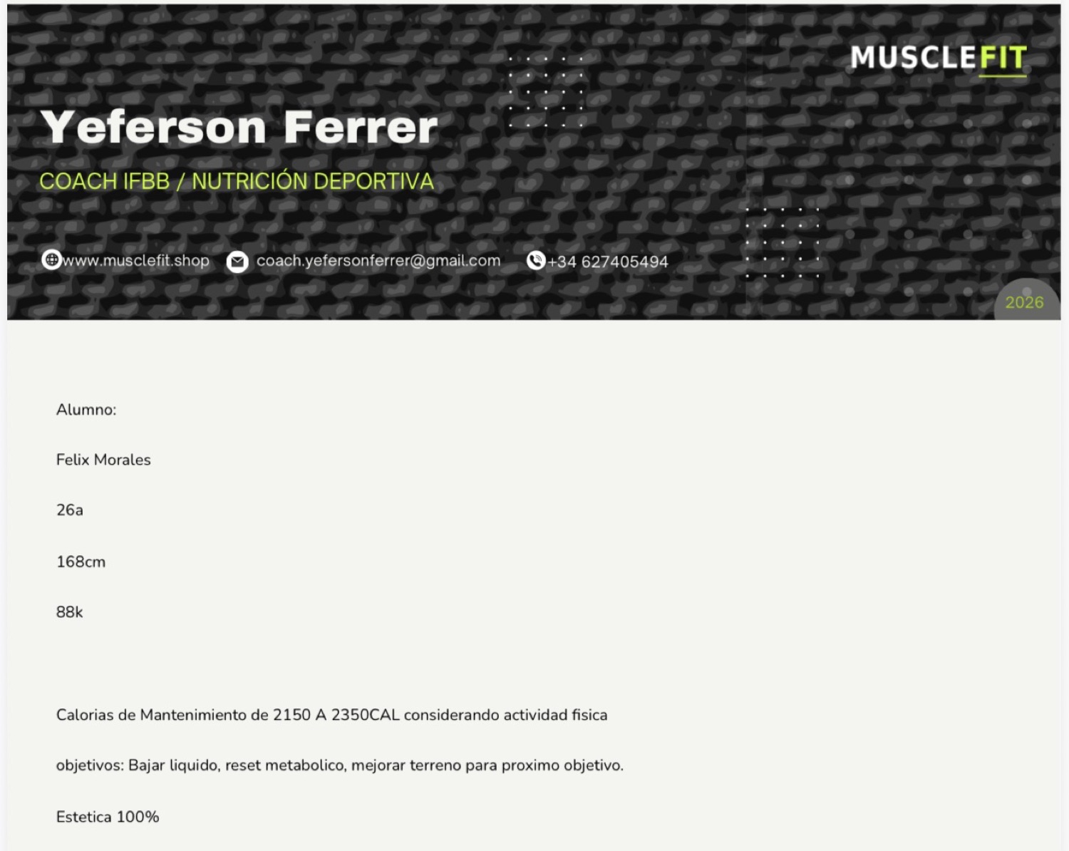 Muestra de un plan de entrenamiento del Método MuscleFit